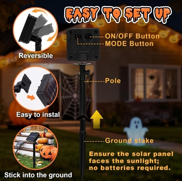 Halloween LED Garden Flag 8 Modes Feet Shape Flag, 12x18 Double Sided (Ghost) - Picture 7 of 7